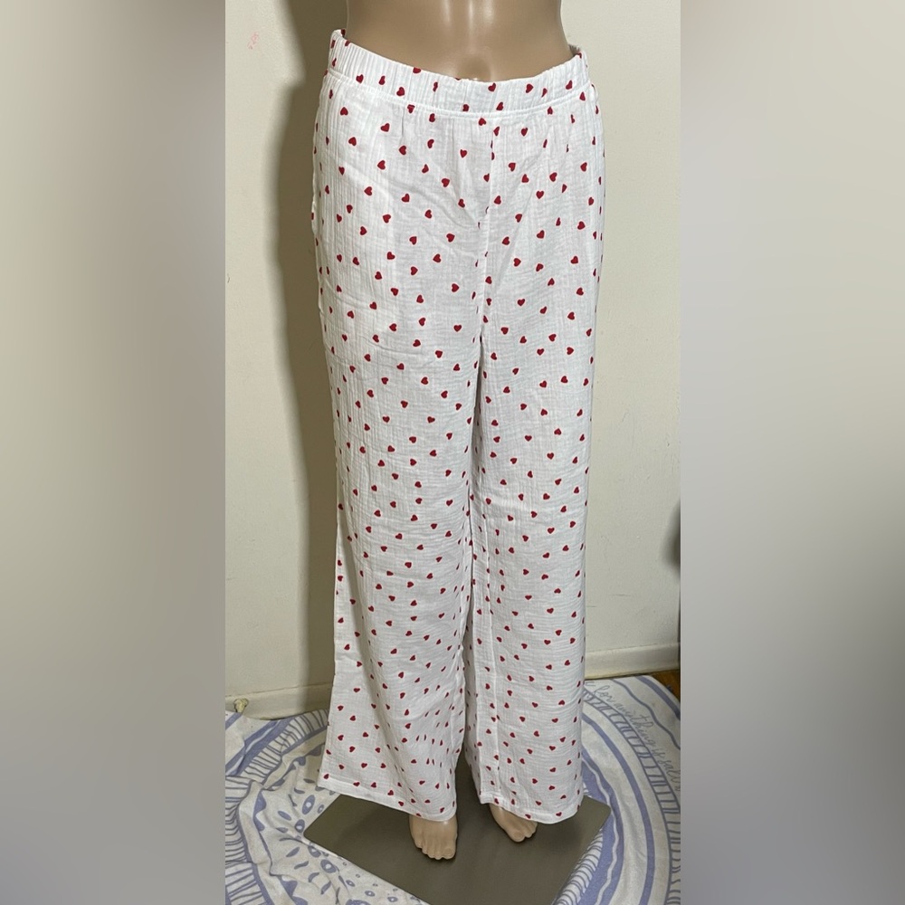 Sz L PRIV women’s cute in our I Heart print You PJ pant  with pockets cotton